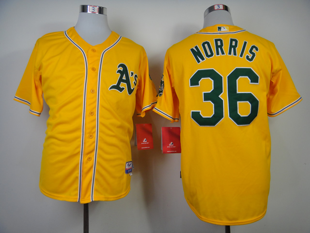 Men Oakland Athletics #36 Norris Yellow MLB Jerseys